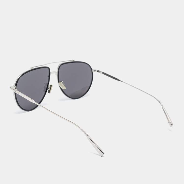 Pre Owned Dior Silver Tone/ Smoke DiorBlackSuit AU Pilot Sunglasses