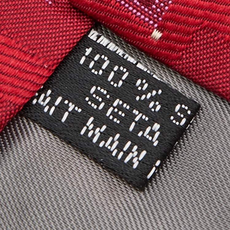 Pre Owned Dior Vintage Red Check Jacquard Silk Tie