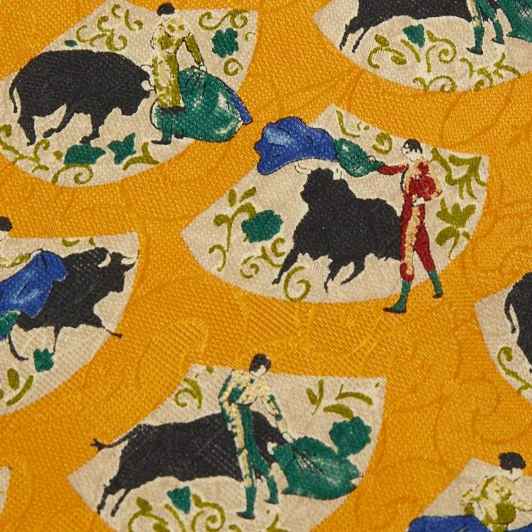 Pre Owned Christian Dior Vintage Bull Print Silk Traditional Tie