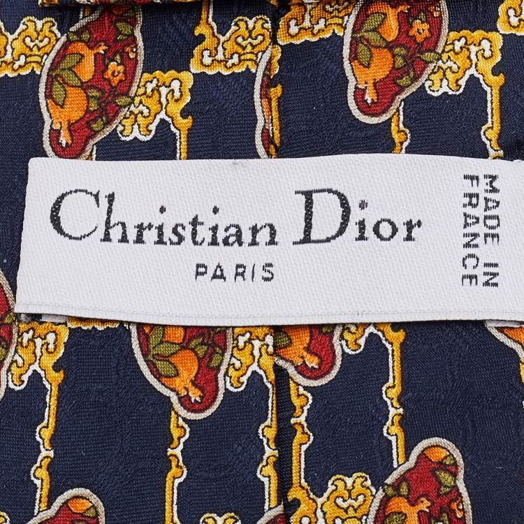 Pre Owned Christian Dior Black Printed Silk Tie