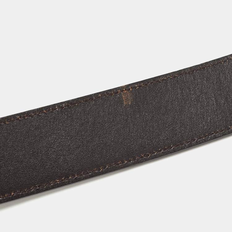 Pre Owned Dior Homme Black Leather Buckle Belt 90CM
