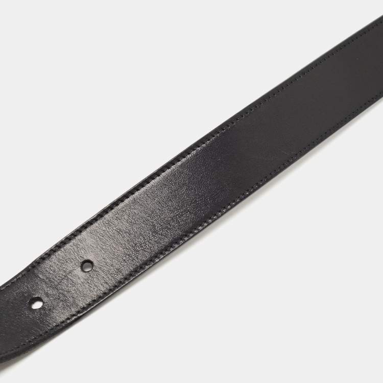 Pre Owned Dior Homme Black Leather Buckle Belt 90CM