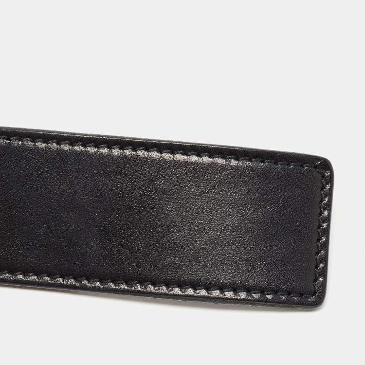 Pre Owned Dior Homme Black Leather Buckle Belt 90CM