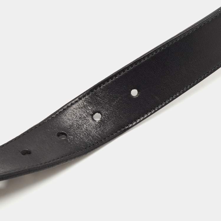 Pre Owned Dior Homme Black Leather Buckle Belt 90CM