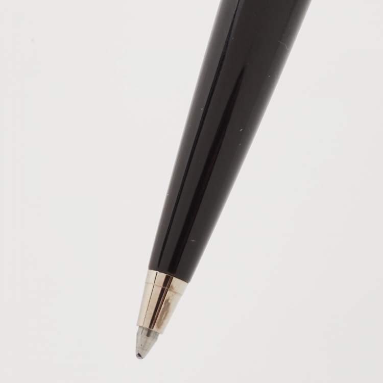 Pre Owned Dior Black Lacquer Silver Tone Ballpoint Pen