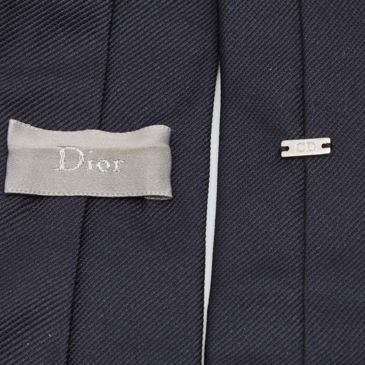Pre Owned Dior Midnight Blue Silk Skinny Tie 