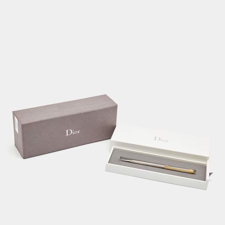 Pre Owned Dior Textured Two Tone Metal Ballpoint Pen