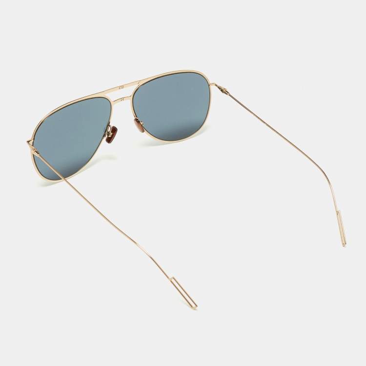 Pre Owned Dior Homme Gold/Black Mirrored DIOR0205S Aviator Sunglasses