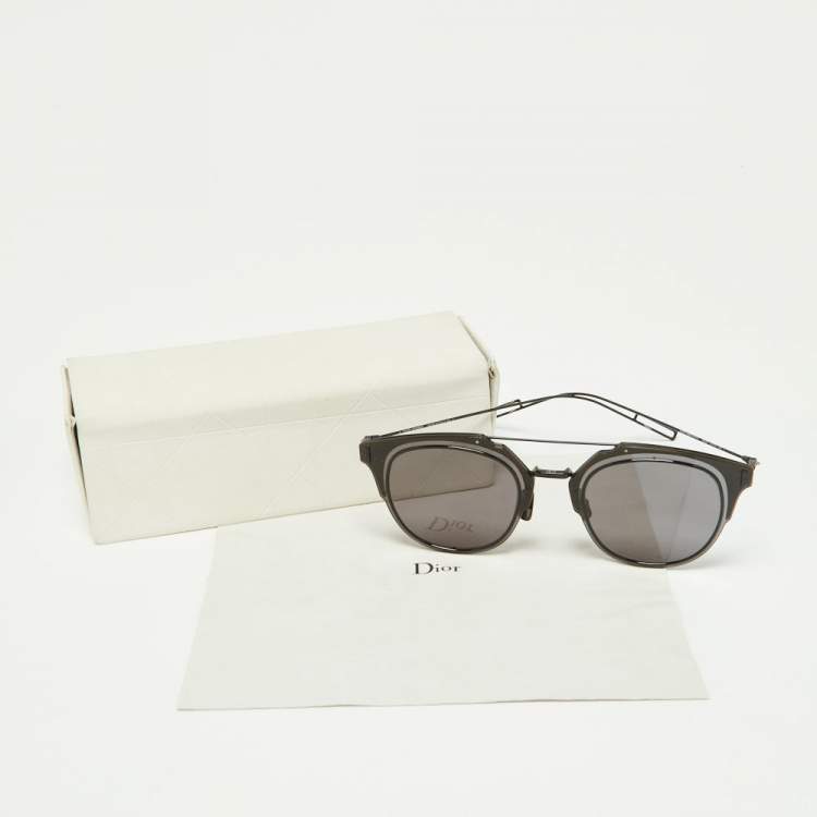 Pre Owned Dior Homme Diorcompost1.0 Black/Grey 0062K Aviator Sunglasses