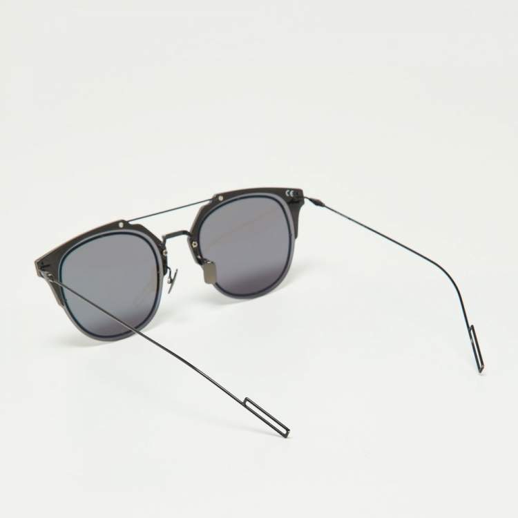 Pre Owned Dior Homme Diorcompost1.0 Black/Grey 0062K Aviator Sunglasses
