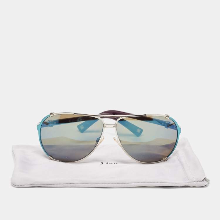 Pre Owned Dior Blue/Plum Chicago 2 Mirrored Aviator Sunglasses