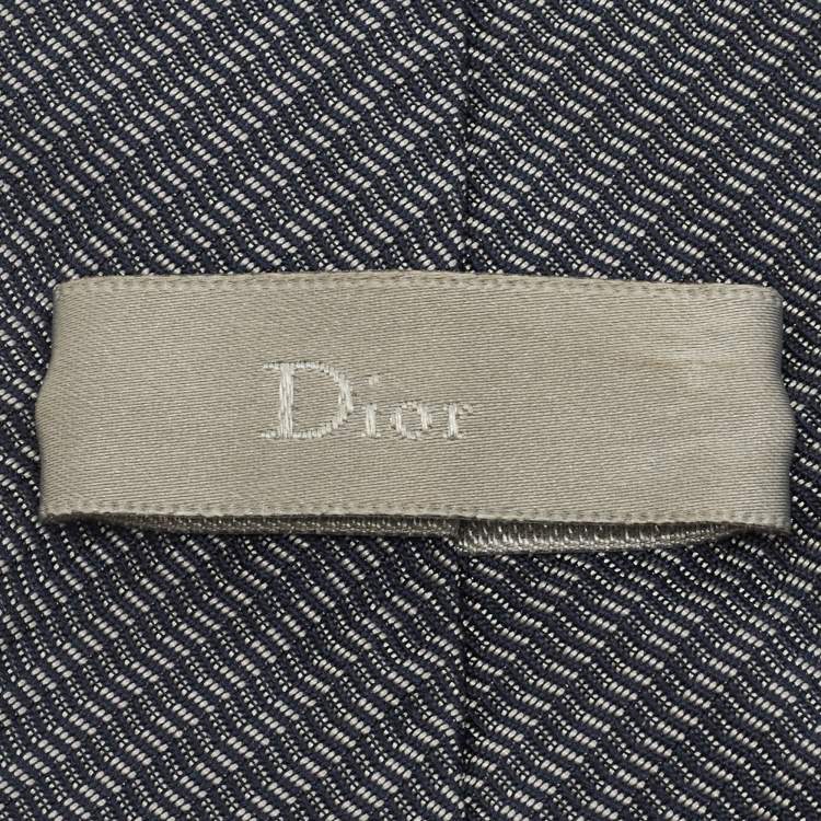 Pre Owned Dior Homme Navy Blue Zig Zag Pattern Silk Tie