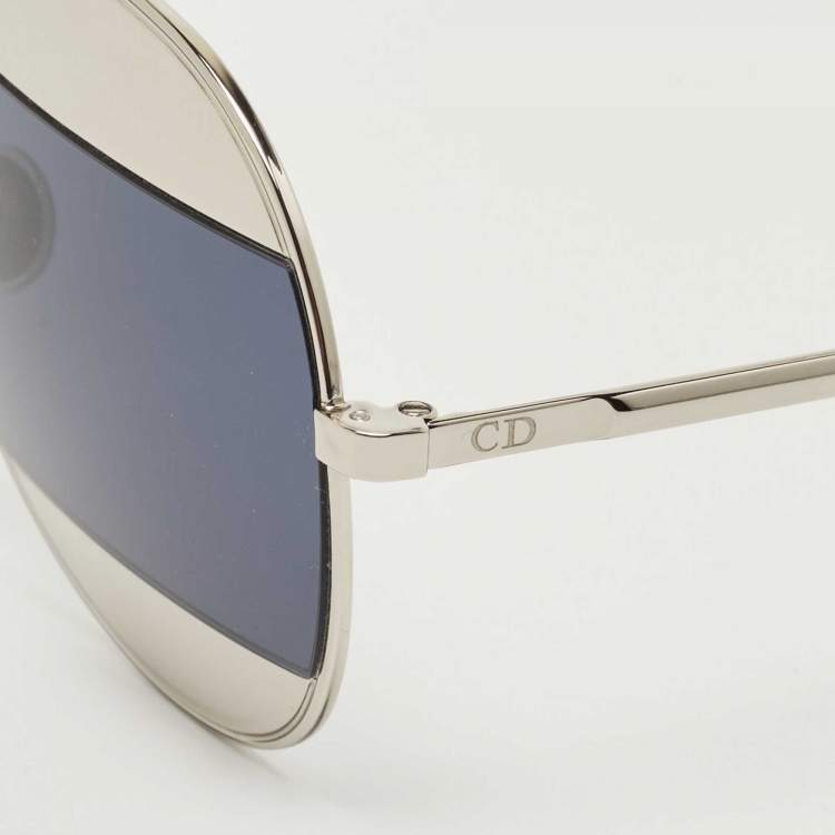 Pre Owned Dior Silver/Blue 010KU Split1 Aviator Sunglasses
