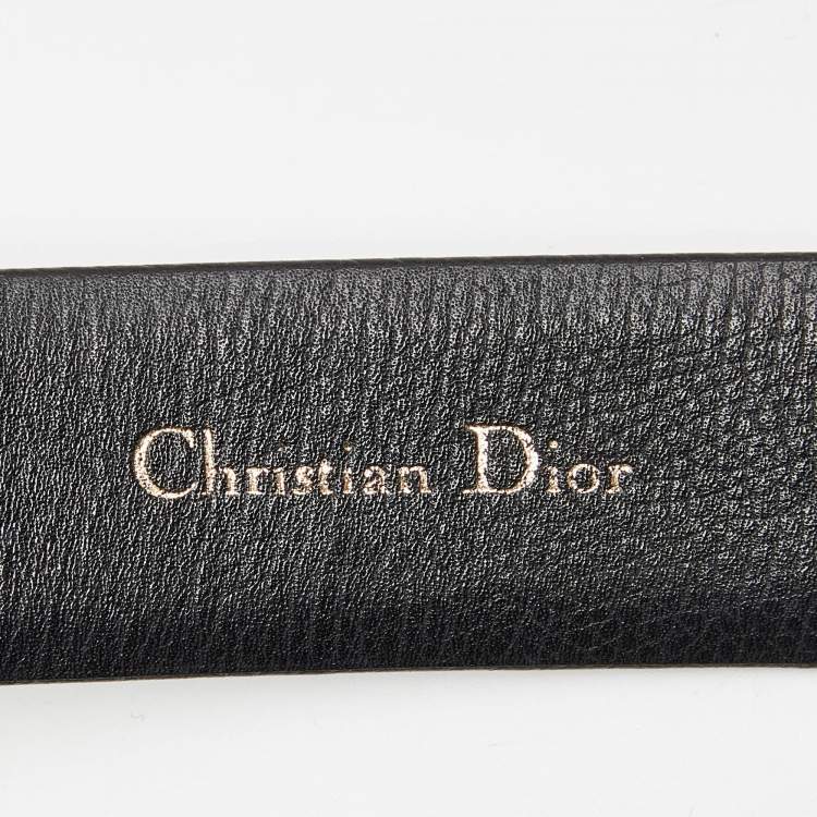 Pre Owned Dior Black Leather Buckle Belt 95CM