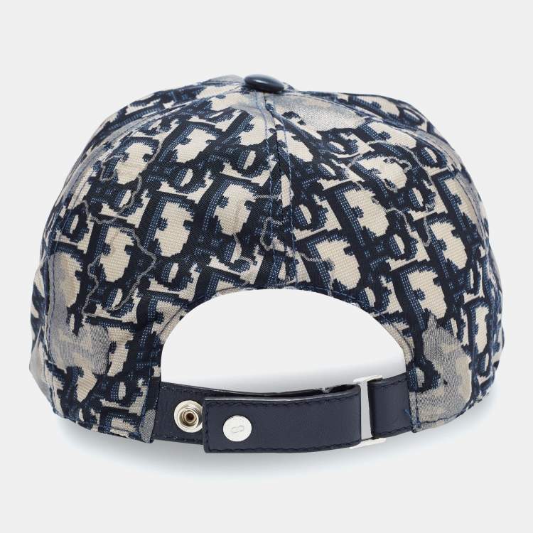Pre Owned Dior Homme Navy Blue Oblique Camo Print Baseball Cap L