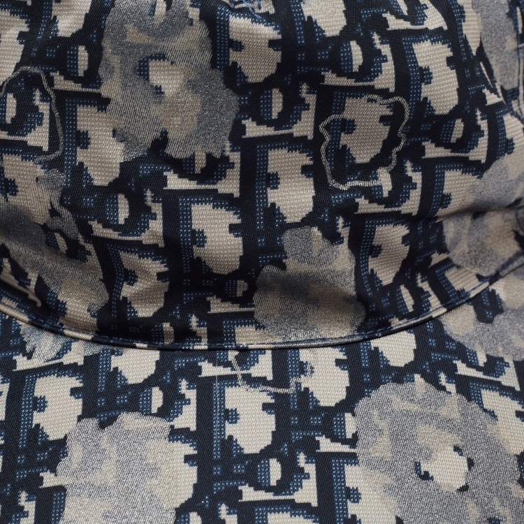 Pre Owned Dior Homme Navy Blue Oblique Camo Print Baseball Cap L