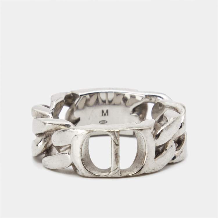 Pre Owned Dior CD Icon Sterling Silver Ring Size 60 