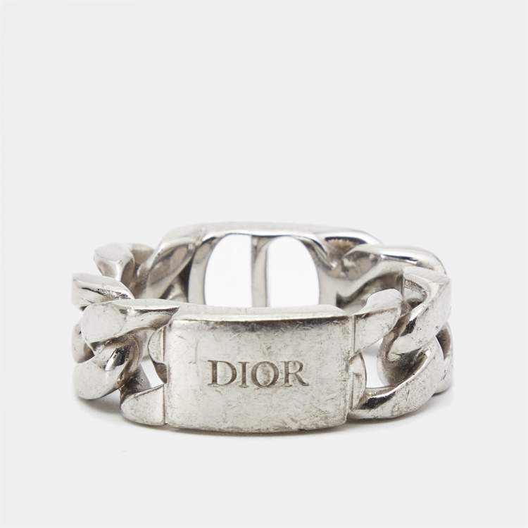 Pre Owned Dior CD Icon Sterling Silver Ring Size 60 