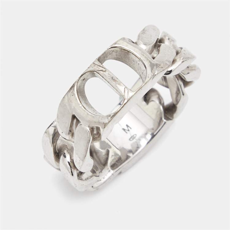 Pre Owned Dior CD Icon Sterling Silver Ring Size 60 
