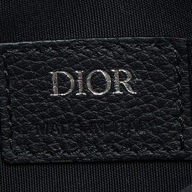 Pre Owned Dior Navy Blue/Black Oblique Canvas and Leather Saddle Pouch Bag