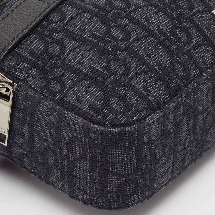 Pre Owned Dior Black Oblique Jacquard Canvas Safari Crossbody Bag