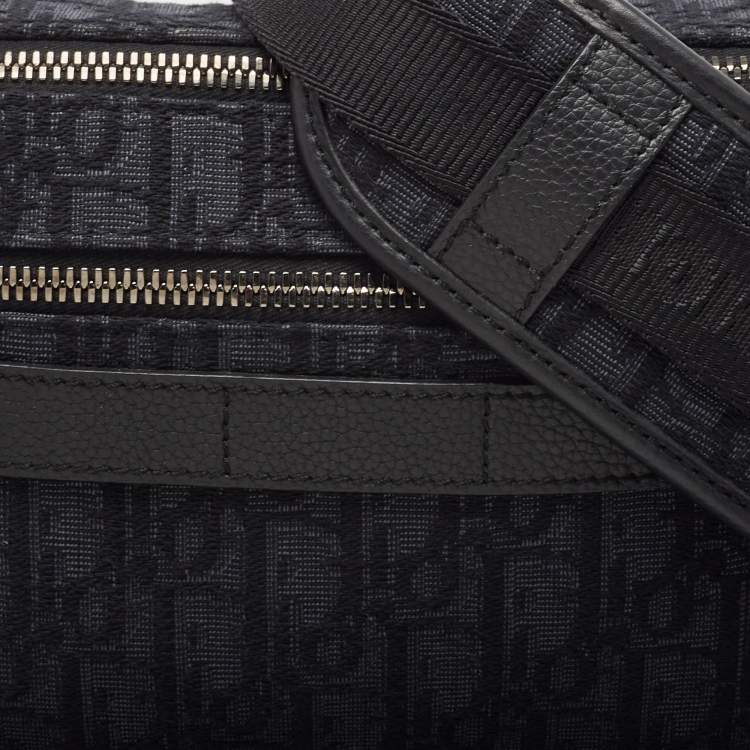 Pre Owned Dior Black Oblique Jacquard Canvas Safari Crossbody Bag