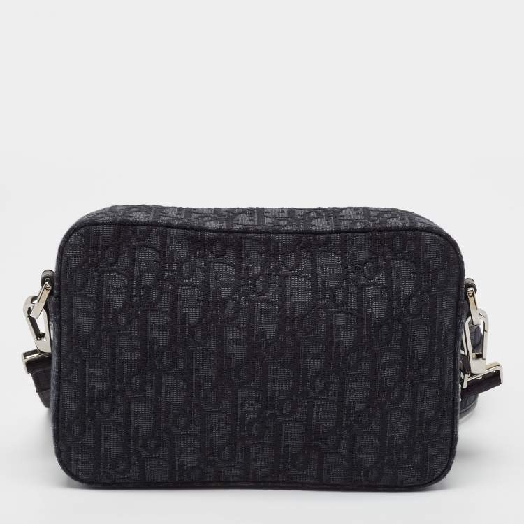 Pre Owned Dior Black Oblique Jacquard Canvas Safari Crossbody Bag