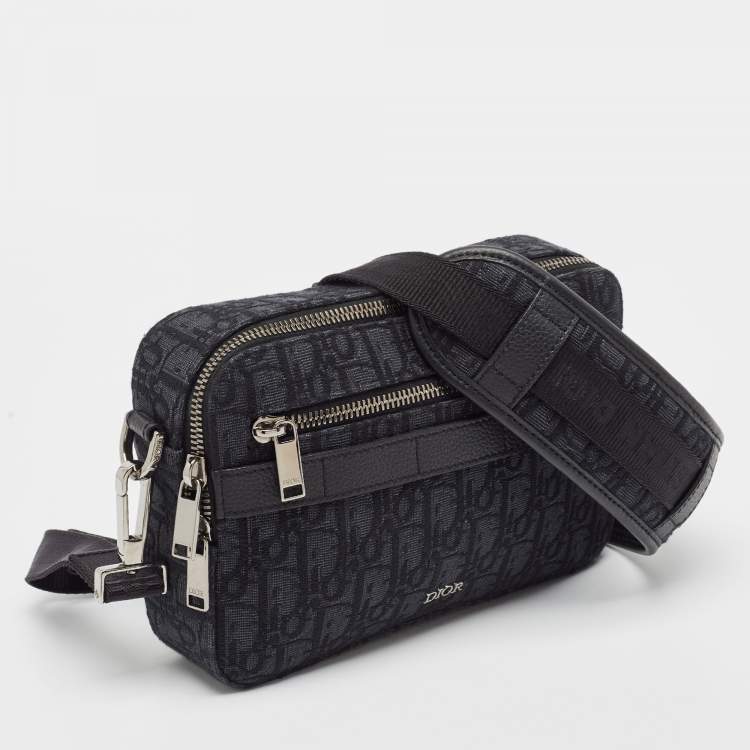 Pre Owned Dior Black Oblique Jacquard Canvas Safari Crossbody Bag