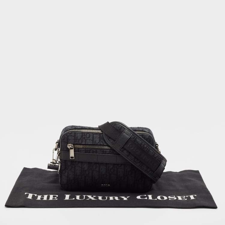 Pre Owned Dior Black Oblique Jacquard Canvas Safari Crossbody Bag