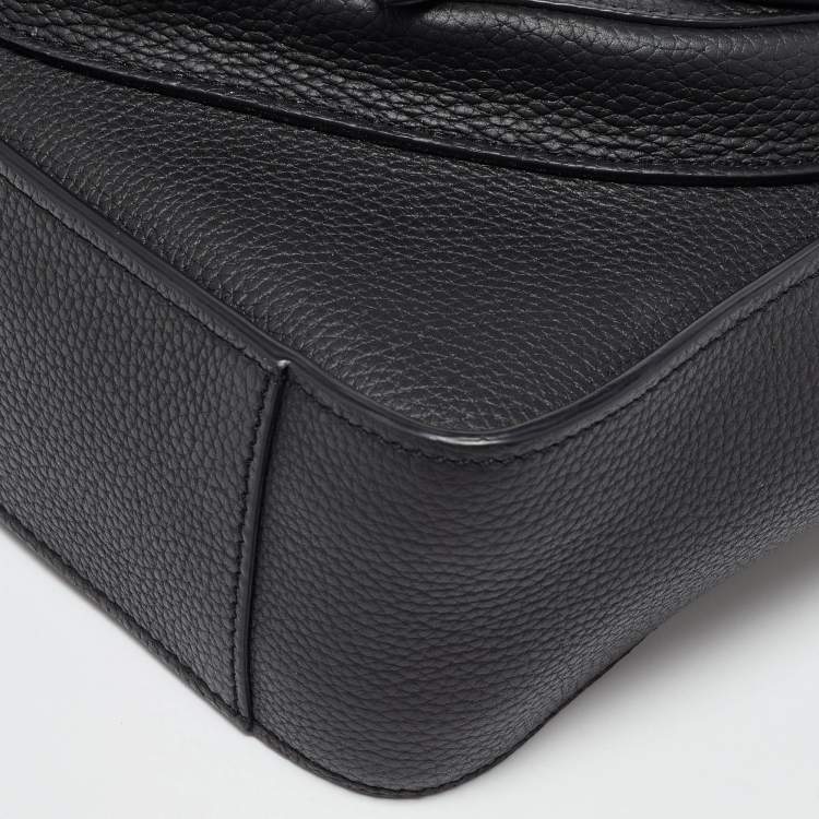 Pre Owned Dior Black Leather Saddle Tote