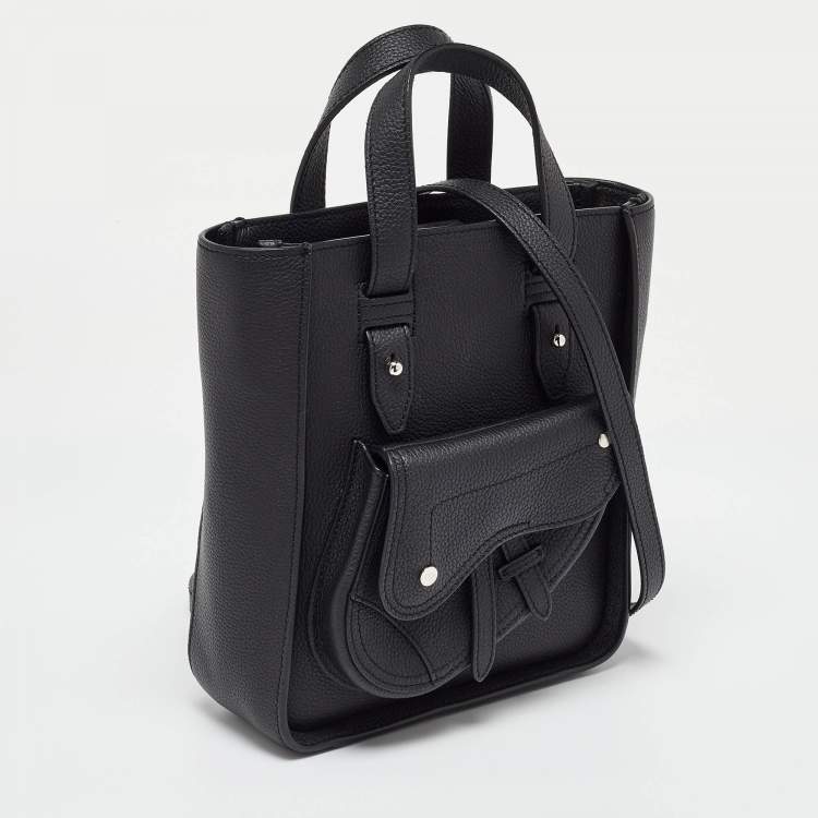 Pre Owned Dior Black Leather Saddle Tote
