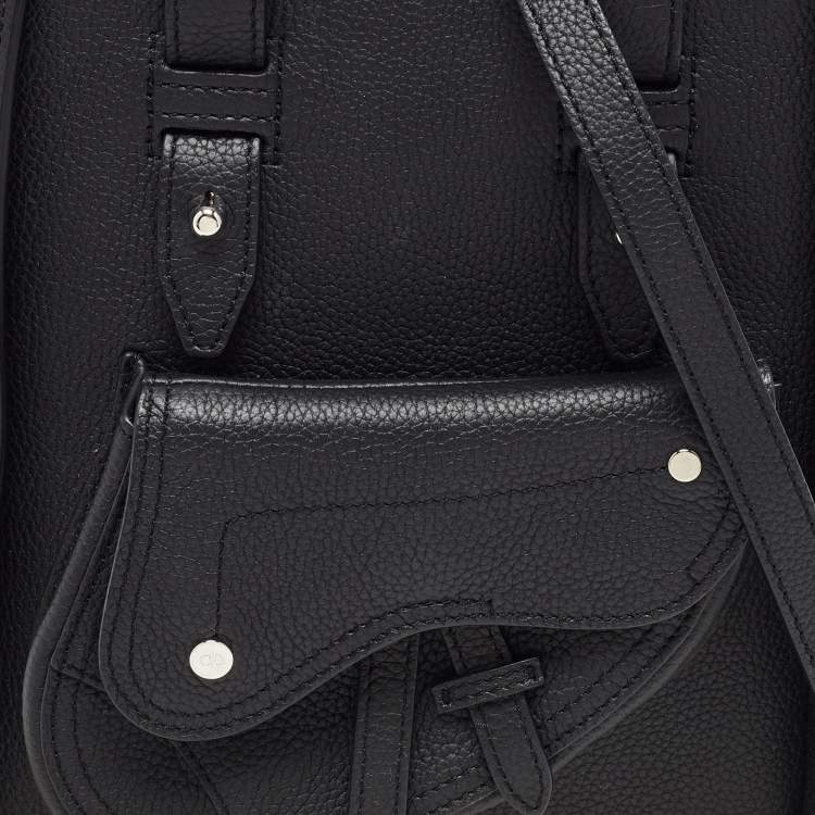 Pre Owned Dior Black Leather Saddle Tote