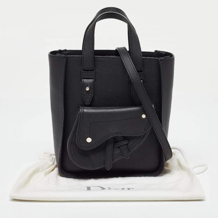 Pre Owned Dior Black Leather Saddle Tote