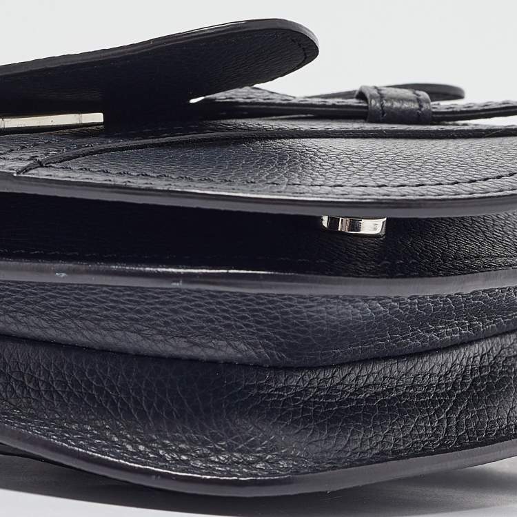 Pre Owned Dior Navy Blue Leather Saddle Crossbody Bag
