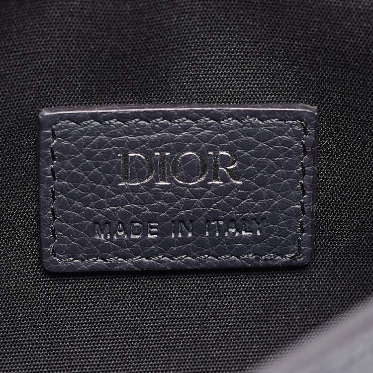 Pre Owned Dior Navy Blue Leather Saddle Crossbody Bag