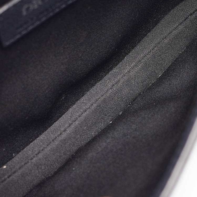 Pre Owned Dior Navy Blue Leather Saddle Crossbody Bag