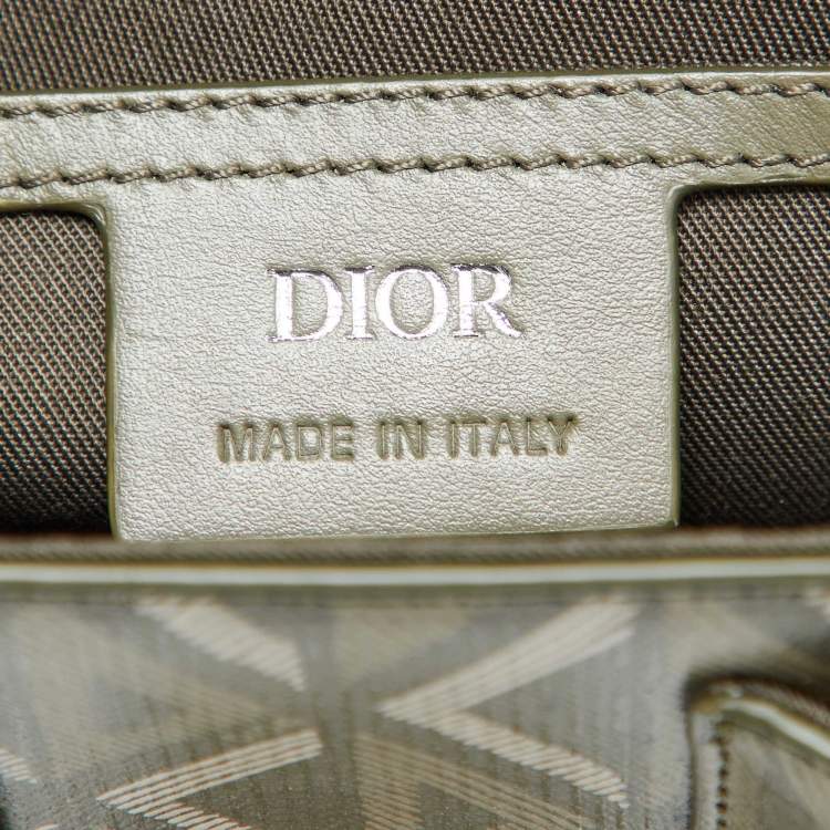 Pre Owned Dior Olive Green Diamond Coated Canvas and Leather Hit the Road Bag