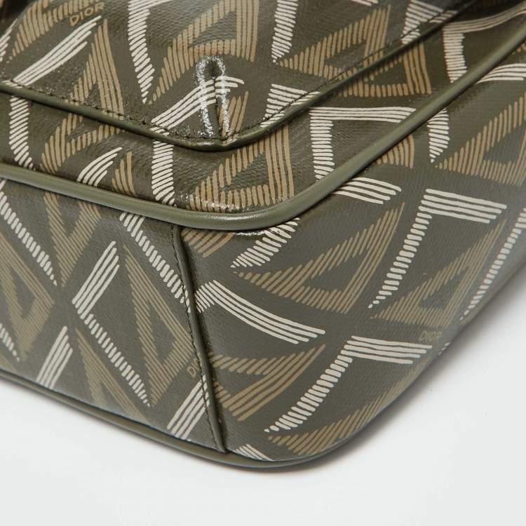Pre Owned Dior Olive Green Diamond Coated Canvas and Leather Hit the Road Bag