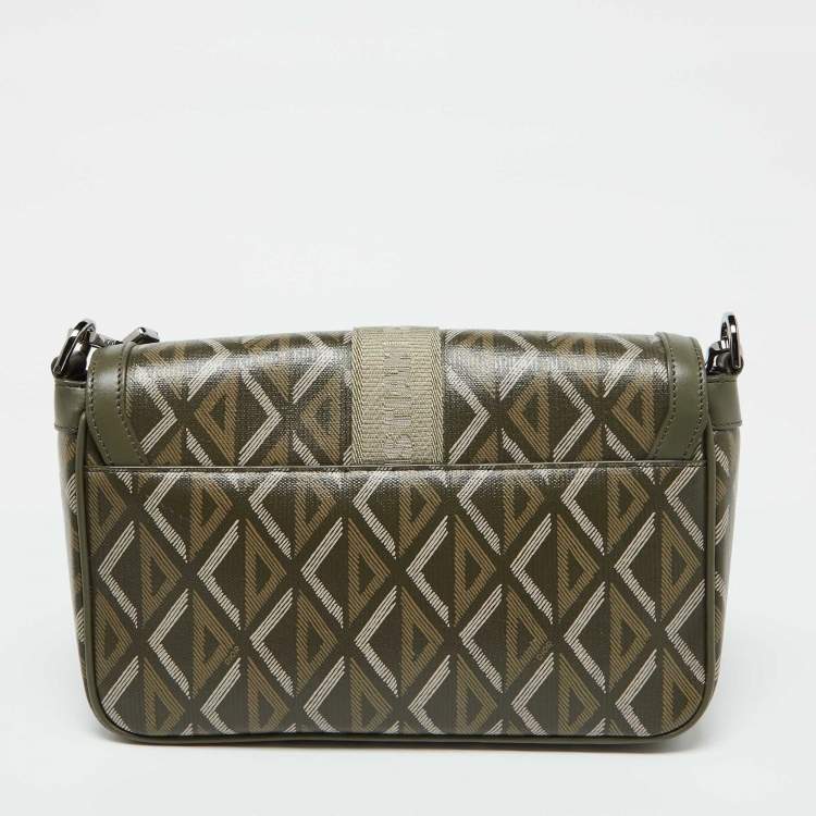 Pre Owned Dior Olive Green Diamond Coated Canvas and Leather Hit the Road Bag