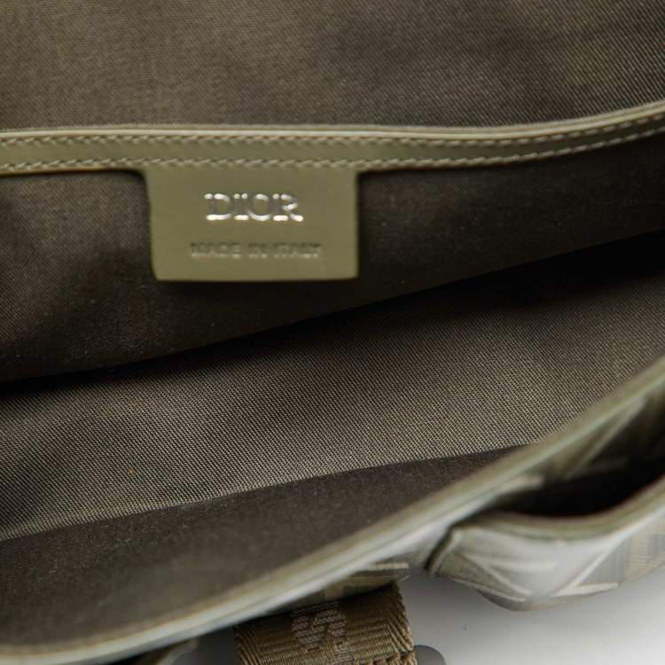 Pre Owned Dior Olive Green Diamond Coated Canvas and Leather Hit the Road Bag