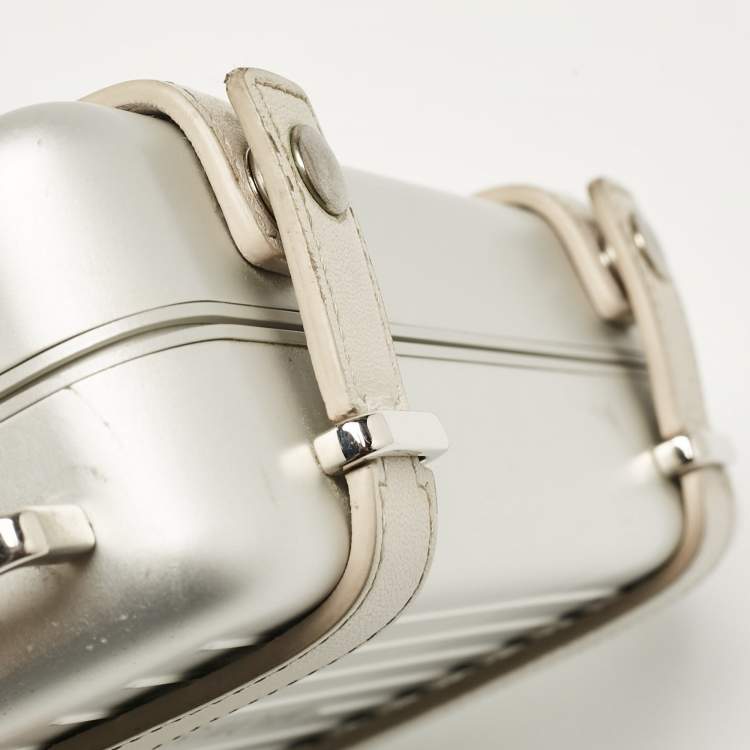 Pre Owned Christian Dior x Rimowa Silver Aluminum and Leather Personal Clutch Bag