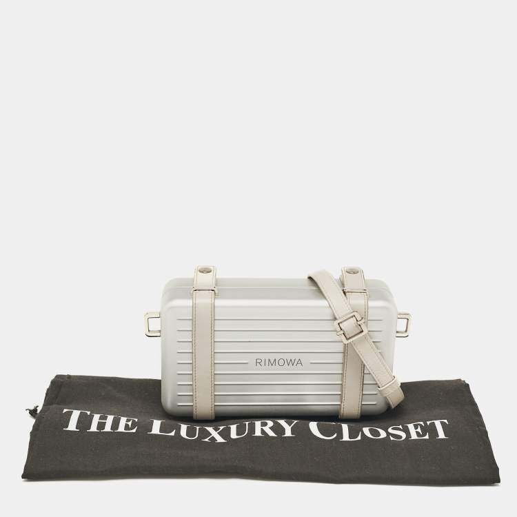 Pre Owned Christian Dior x Rimowa Silver Aluminum and Leather Personal Clutch Bag