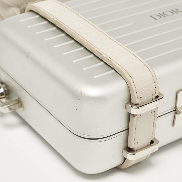 Pre Owned Christian Dior x Rimowa Silver Aluminum and Leather Personal Clutch Bag