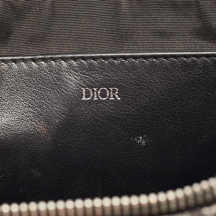 Pre Owned Dior Navy Blue Oblique Canvas Wristlet Zip Pouch