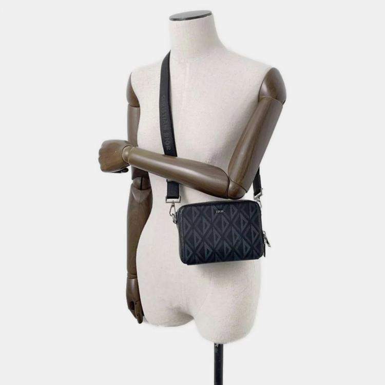 Pre Owned Dior Black PVC Coated Canvas CD Diamond Shoulder Bag