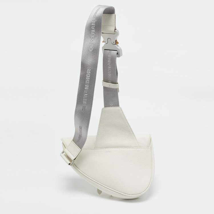 Pre Owned Dior White Leather Saddle Bag