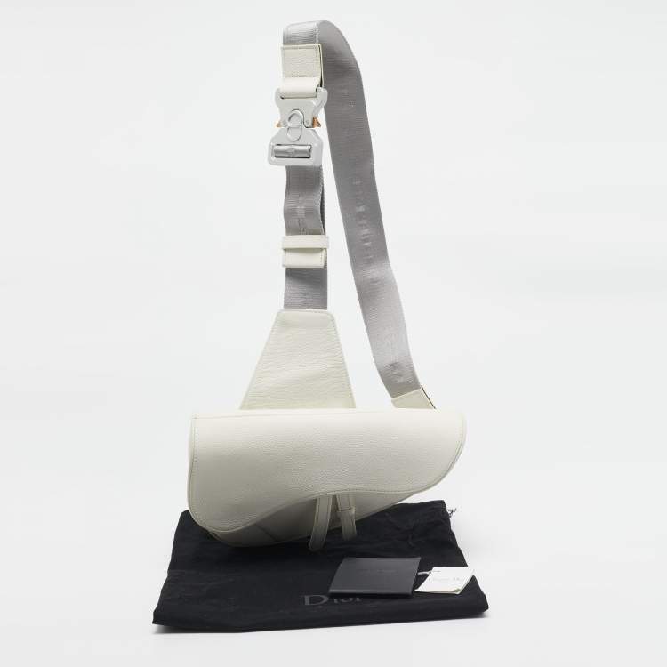 Pre Owned Dior White Leather Saddle Bag