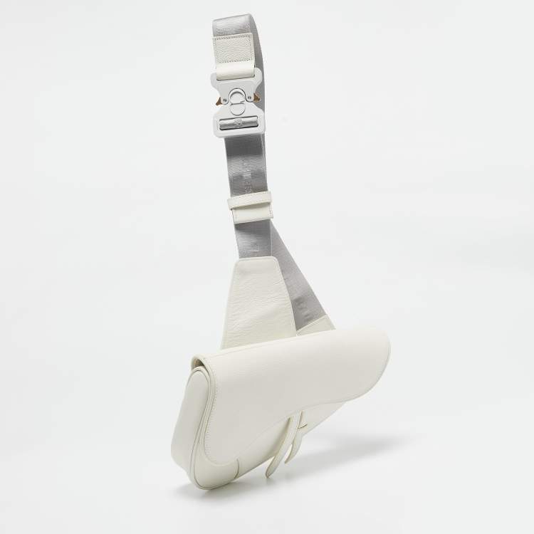 Pre Owned Dior White Leather Saddle Bag