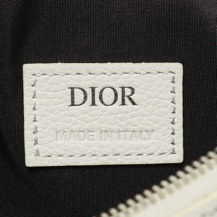 Pre Owned Dior White Leather Saddle Bag