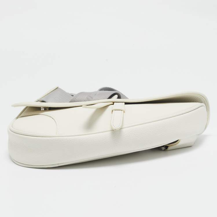 Pre Owned Dior White Leather Saddle Bag